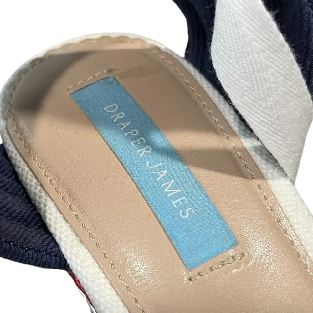 Draper James Navy, Red & White Striped Espadrille Wedge Sandals